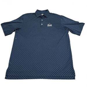 FootJoy Golf Polo Shirt Men’s Large Navy Blue PGA Bethpage Black 2019 Dots